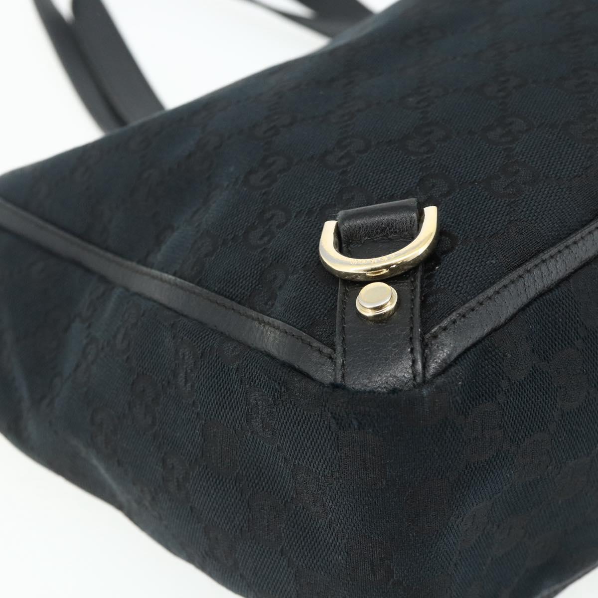 GUCCI GG Canvas Abbey Hand Bag Black Gold 141472 Auth ep14071