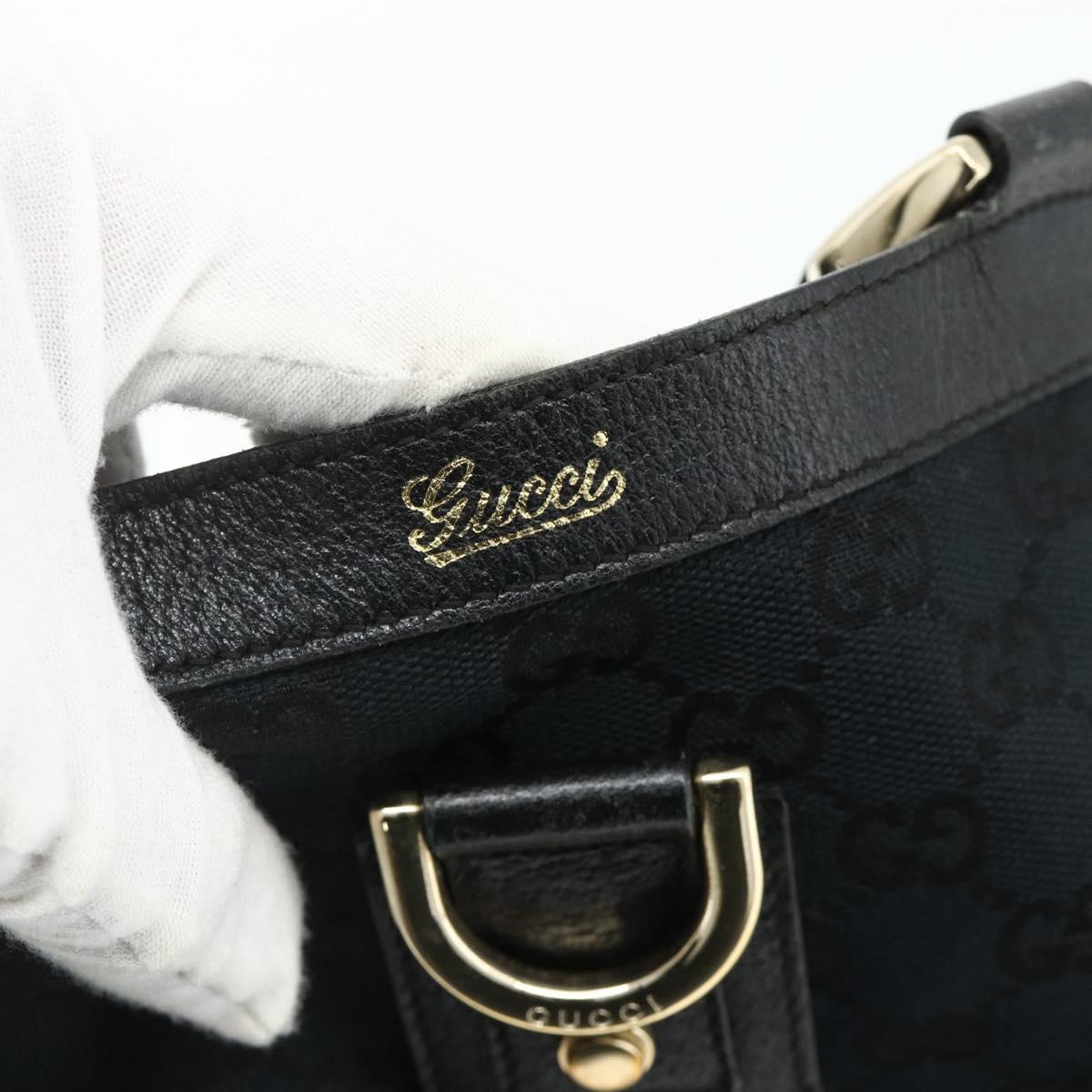 GUCCI GG Canvas Abbey Hand Bag Black Gold 141472 Auth ep14071
