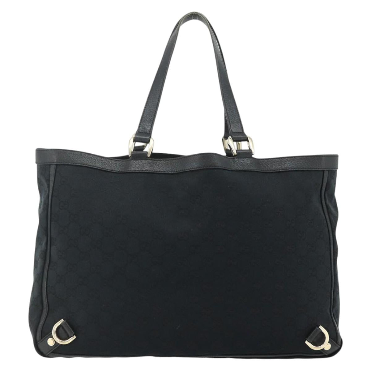GUCCI GG Canvas Abbey Hand Bag Black Gold 141472 Auth ep14071