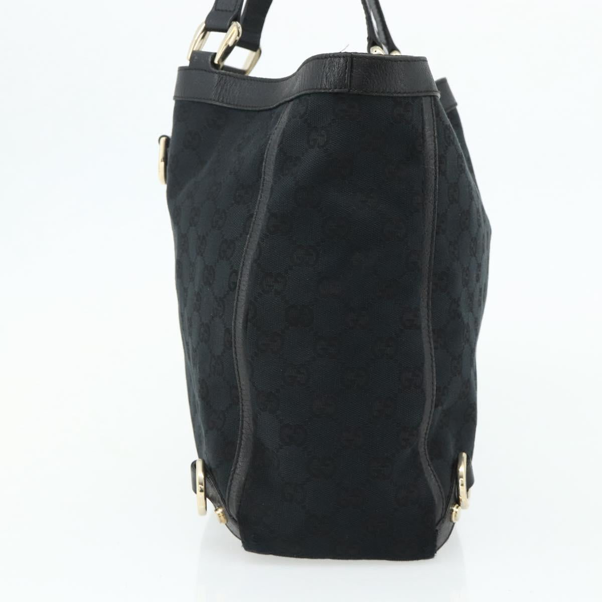 GUCCI GG Canvas Abbey Hand Bag Black Gold 141472 Auth ep14071