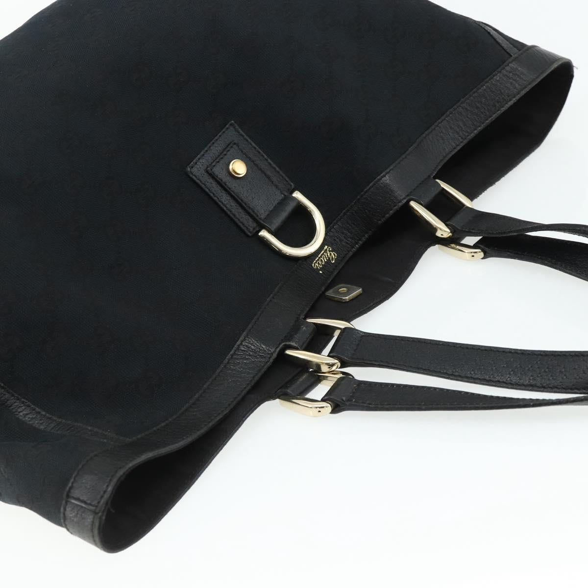 GUCCI GG Canvas Abbey Hand Bag Black Gold 141472 Auth ep14071