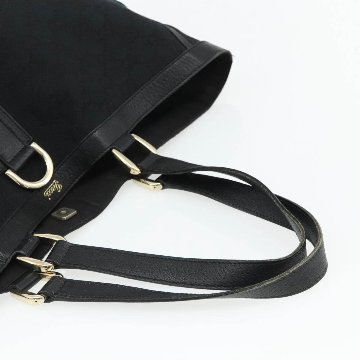 GUCCI GG Canvas Abbey Hand Bag Black Gold 141472 Auth ep14071