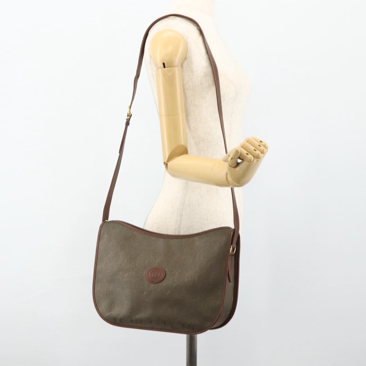 GUCCI Shoulder Bag Canvas Beige Gold Auth ep14080