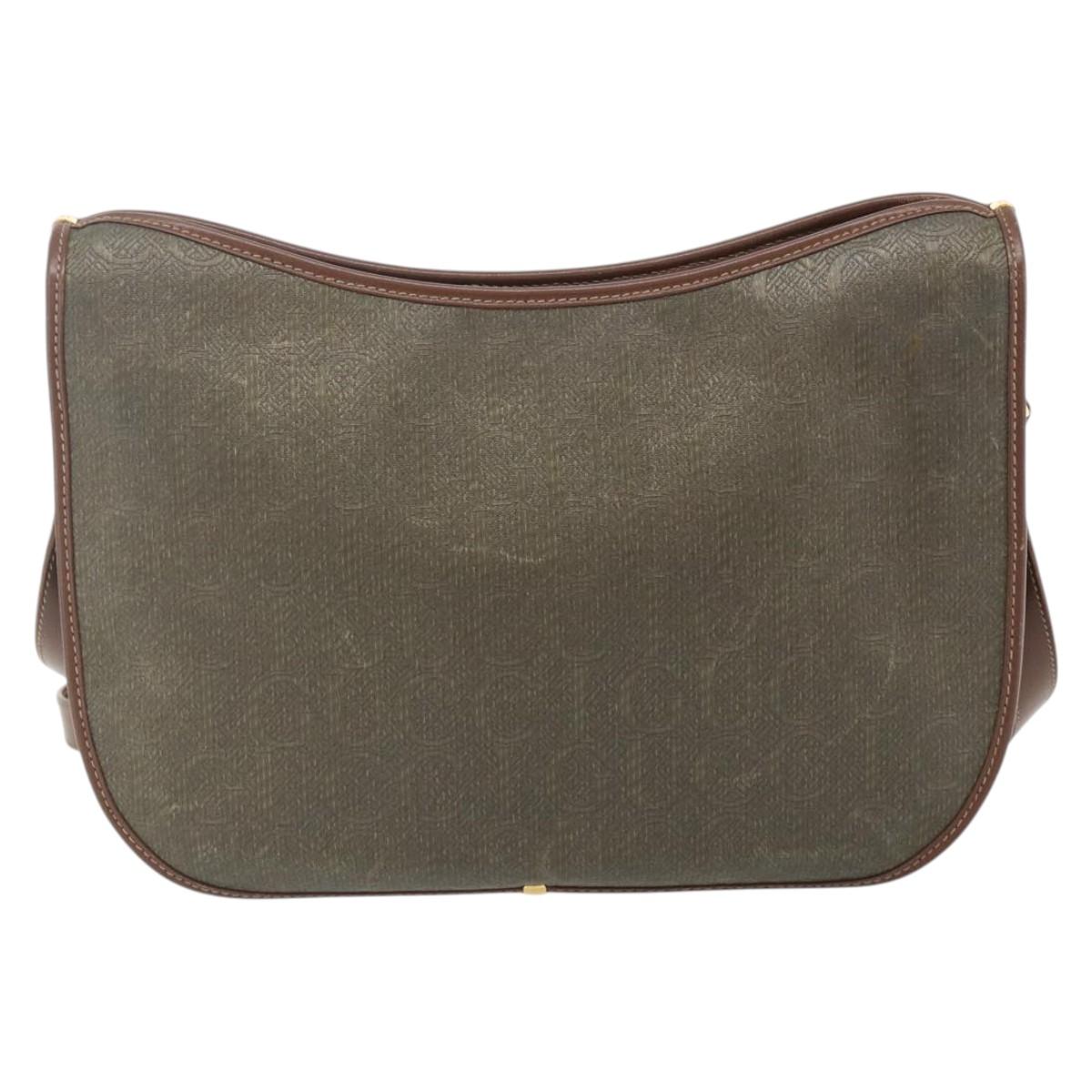 GUCCI Shoulder Bag Canvas Beige Gold Auth ep14080