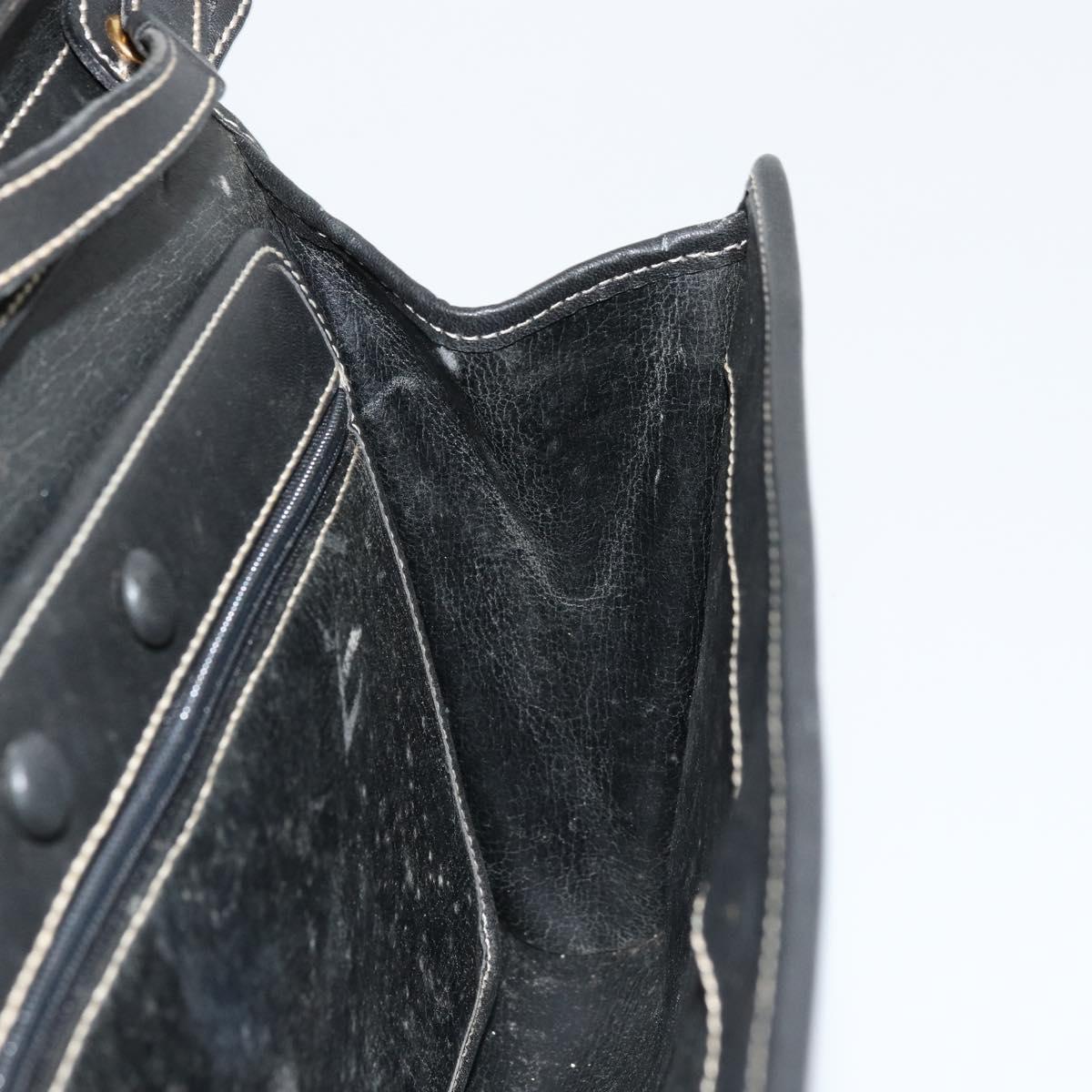 Christian Dior Shoulder Bag Leather Black Gold Auth ep14089