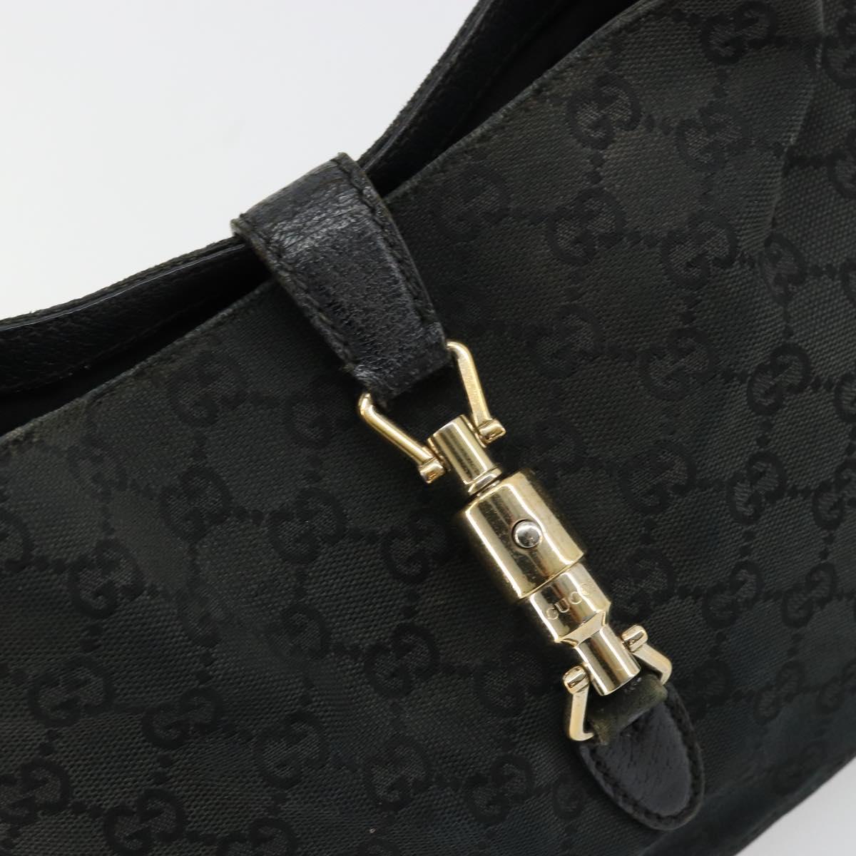 GUCCI GG Canvas New Jackie Shoulder Bag Black Gold 137335 Auth ep14093