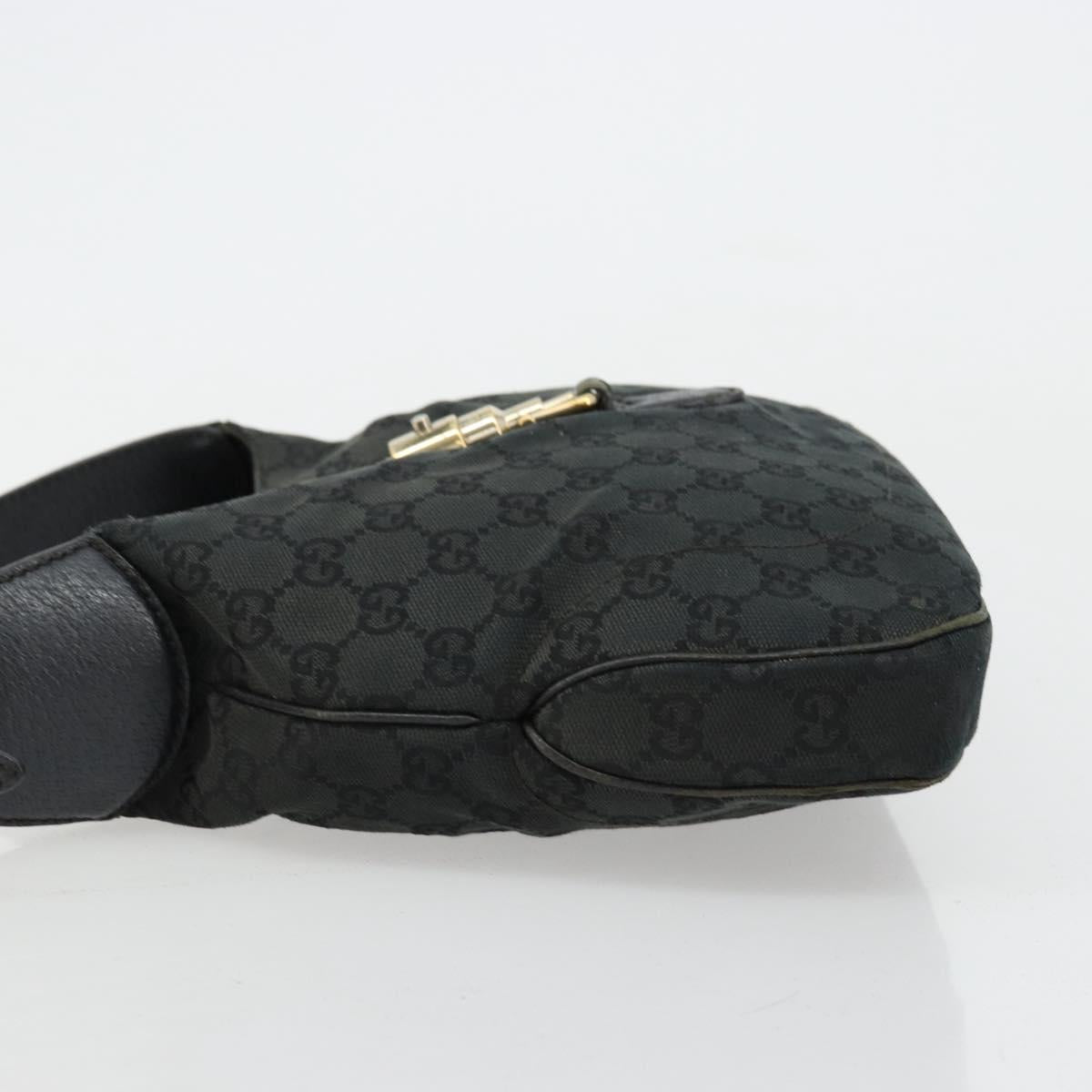 GUCCI GG Canvas New Jackie Shoulder Bag Black Gold 137335 Auth ep14093