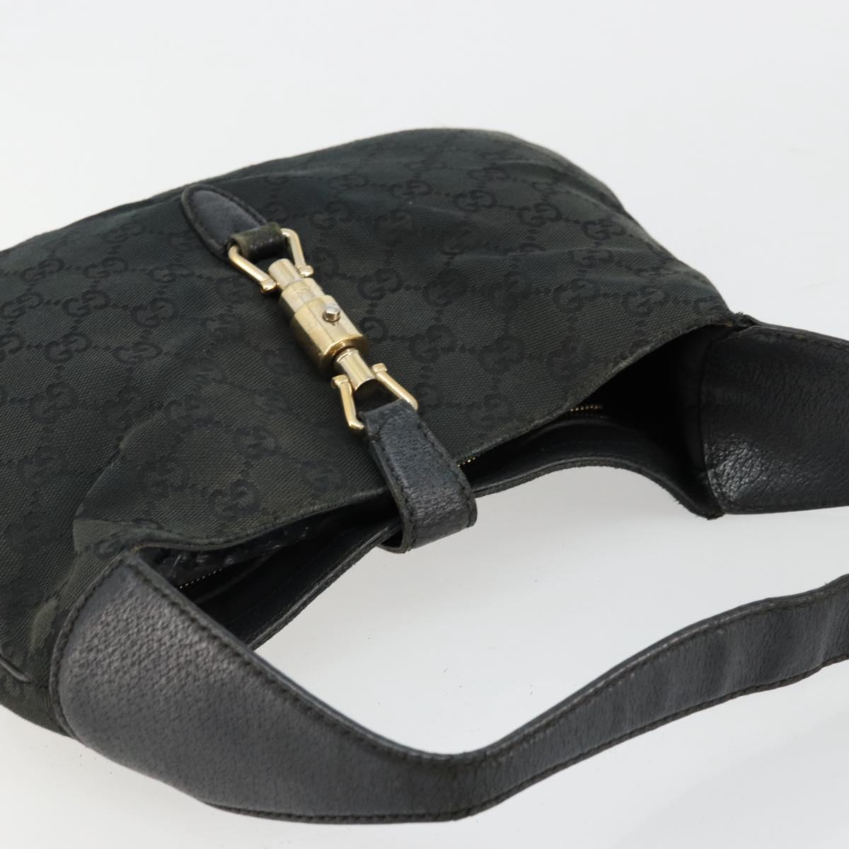 GUCCI GG Canvas New Jackie Shoulder Bag Black Gold 137335 Auth ep14093