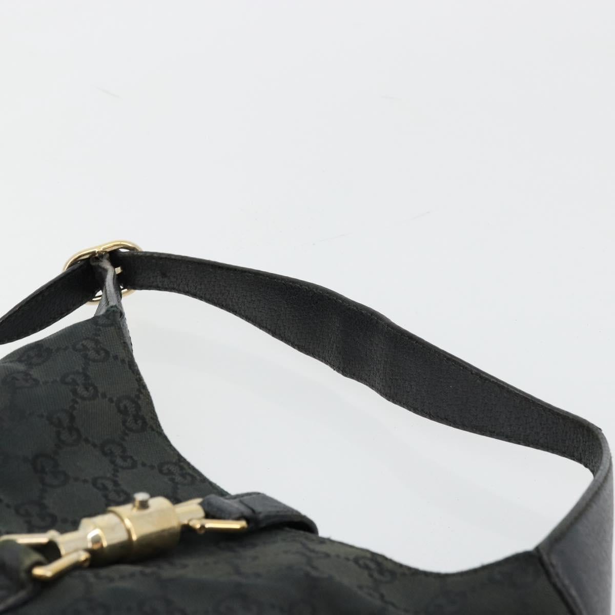GUCCI GG Canvas New Jackie Shoulder Bag Black Gold 137335 Auth ep14093