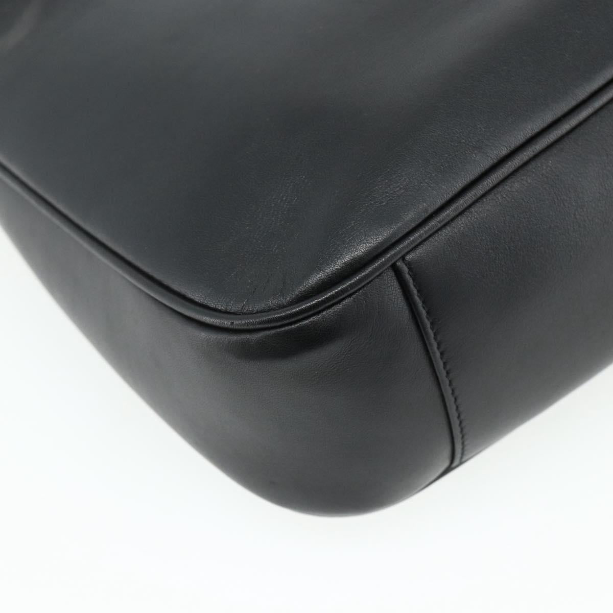 GUCCI Bamboo Shoulder Bag Leather 2way Black Gold 001 1998 1638 Auth ep14094