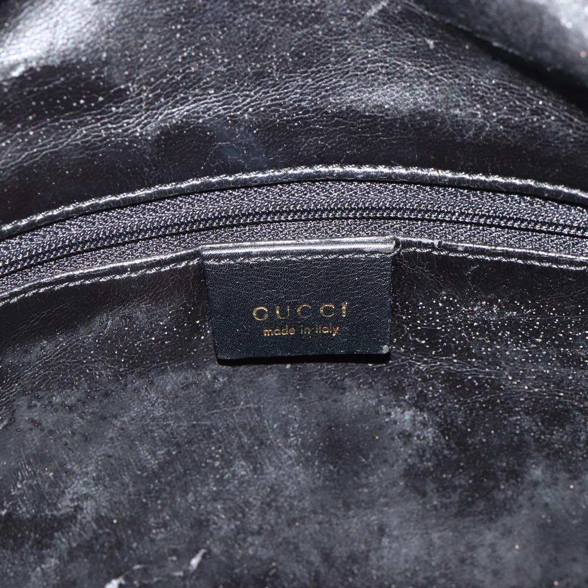 GUCCI Bamboo Shoulder Bag Leather 2way Black Gold 001 1998 1638 Auth ep14094