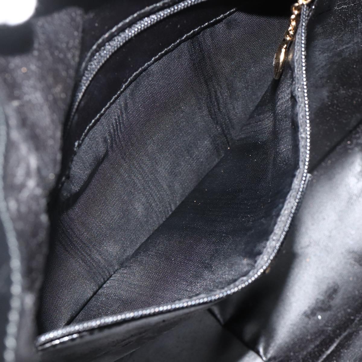 GUCCI Bamboo Shoulder Bag Leather 2way Black Gold 001 1998 1638 Auth ep14094