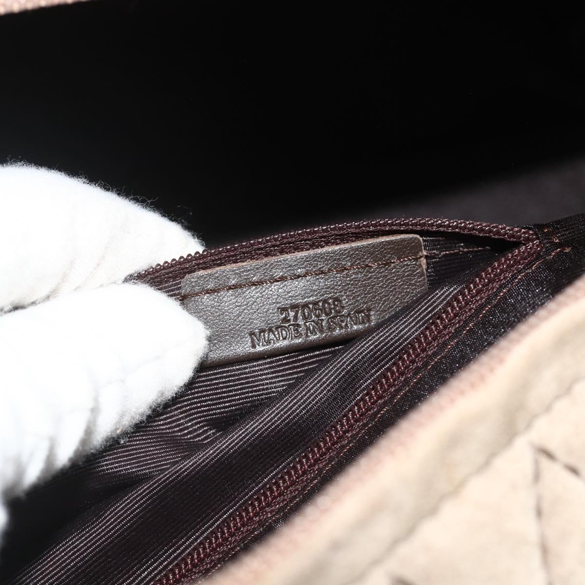 LOEWE Anagram Americana 28 Hand Bag Suede Beige Silver Auth ep14101A