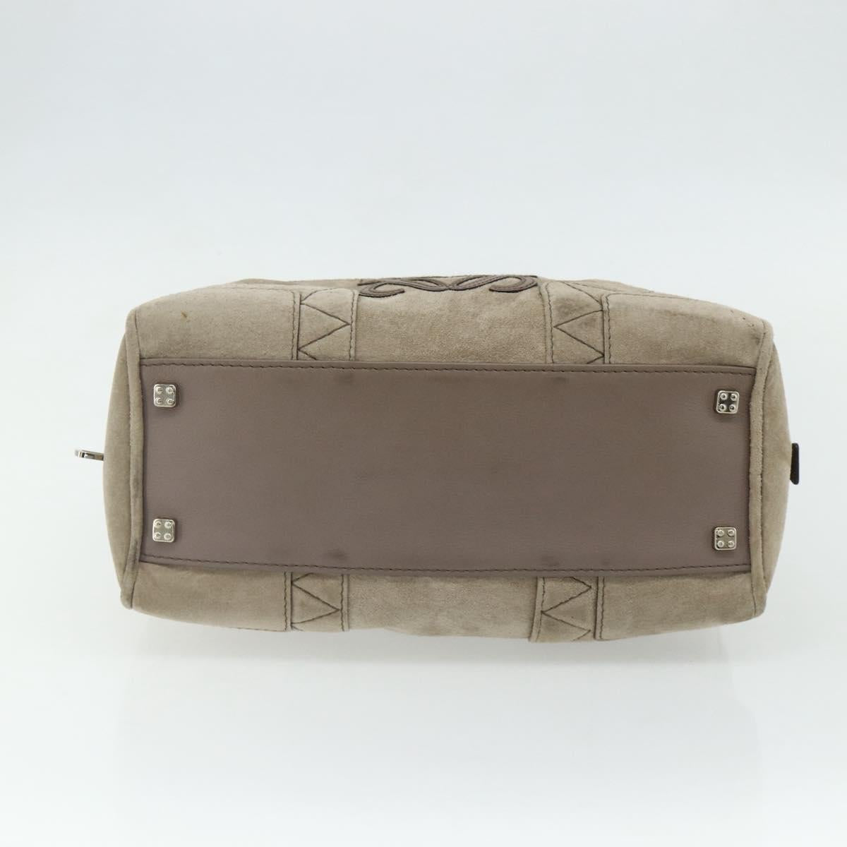 LOEWE Anagram Americana 28 Hand Bag Suede Beige Silver Auth ep14101A