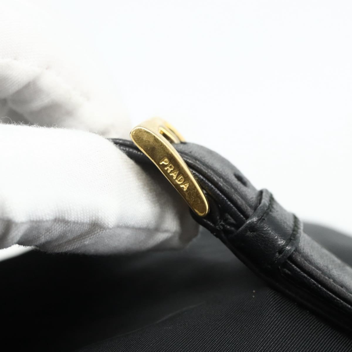 PRADA Chain Backpack Nylon Gold Black Auth ep14107A