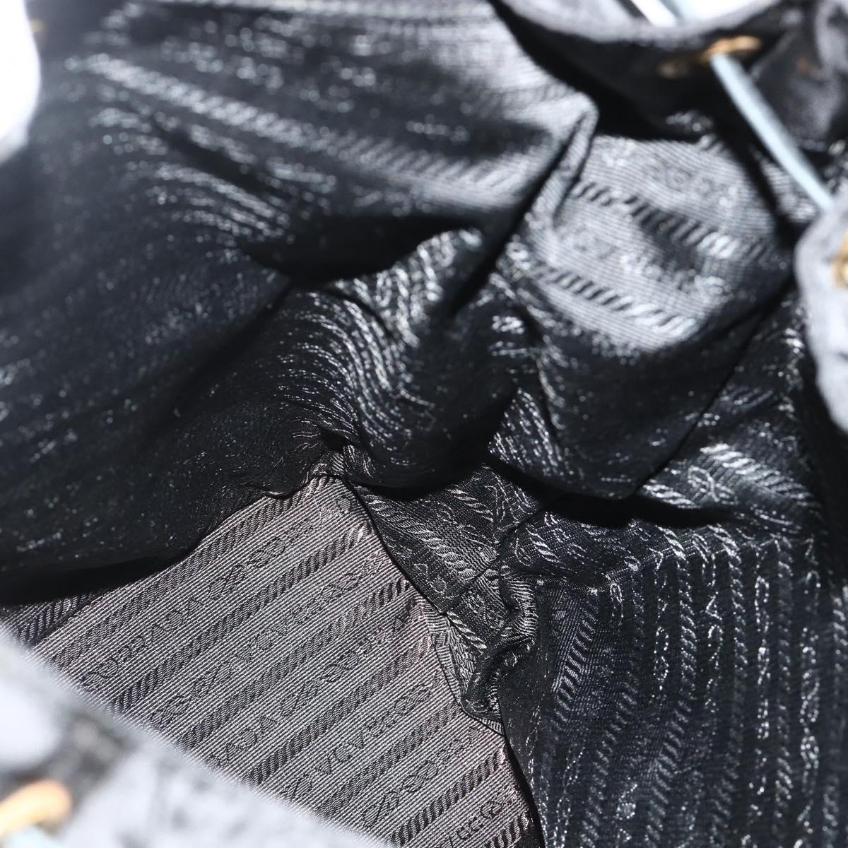 PRADA Chain Backpack Nylon Gold Black Auth ep14107A