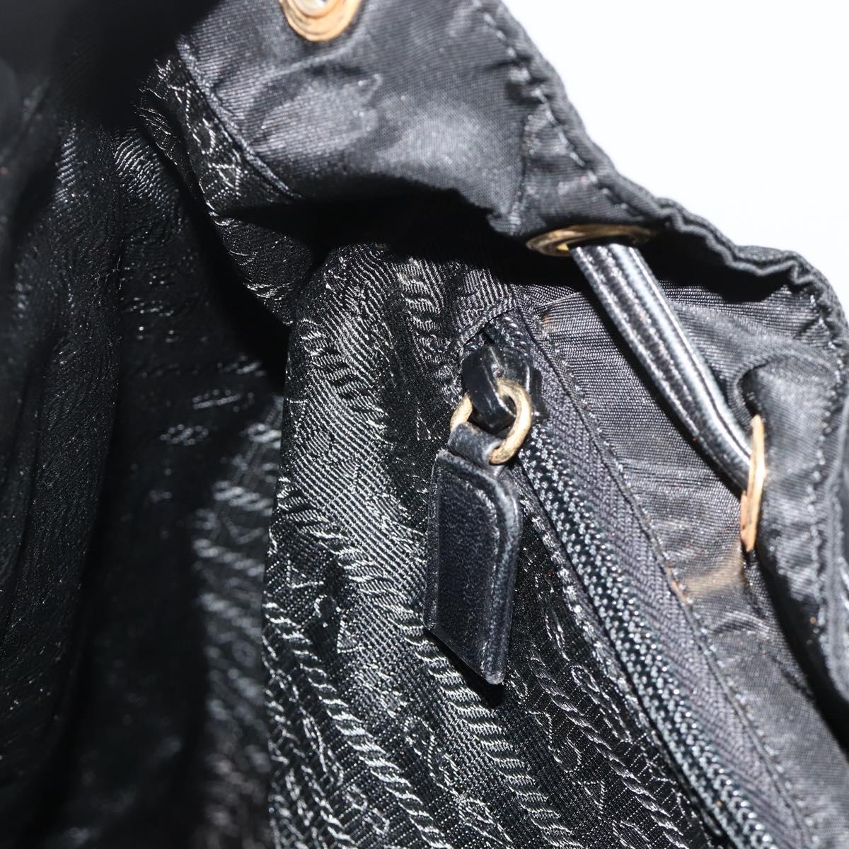 PRADA Chain Backpack Nylon Gold Black Auth ep14107A