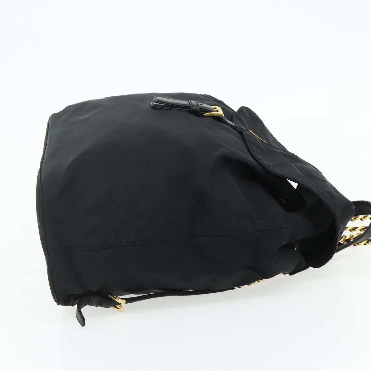 PRADA Chain Backpack Nylon Gold Black Auth ep14107A