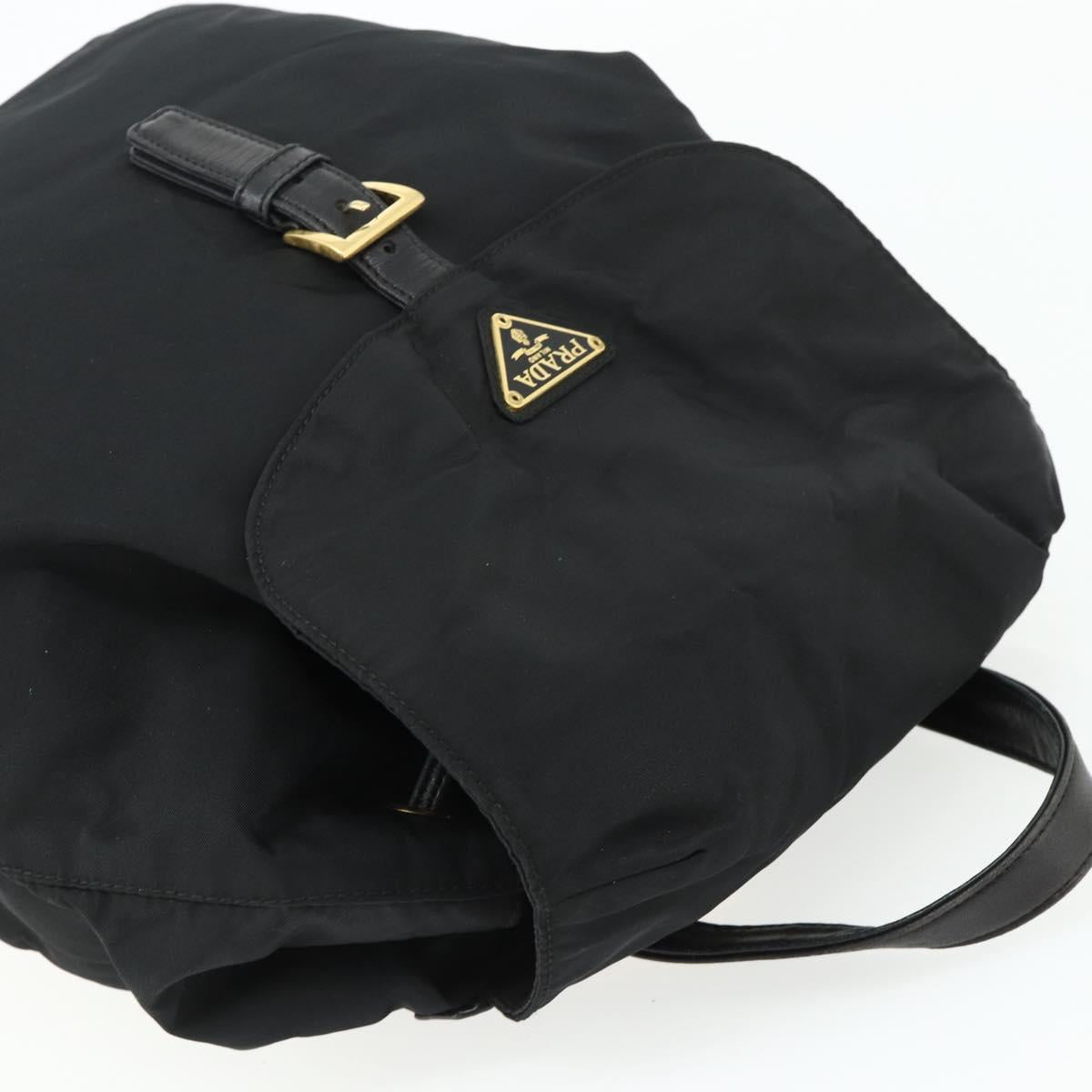 PRADA Chain Backpack Nylon Gold Black Auth ep14107A