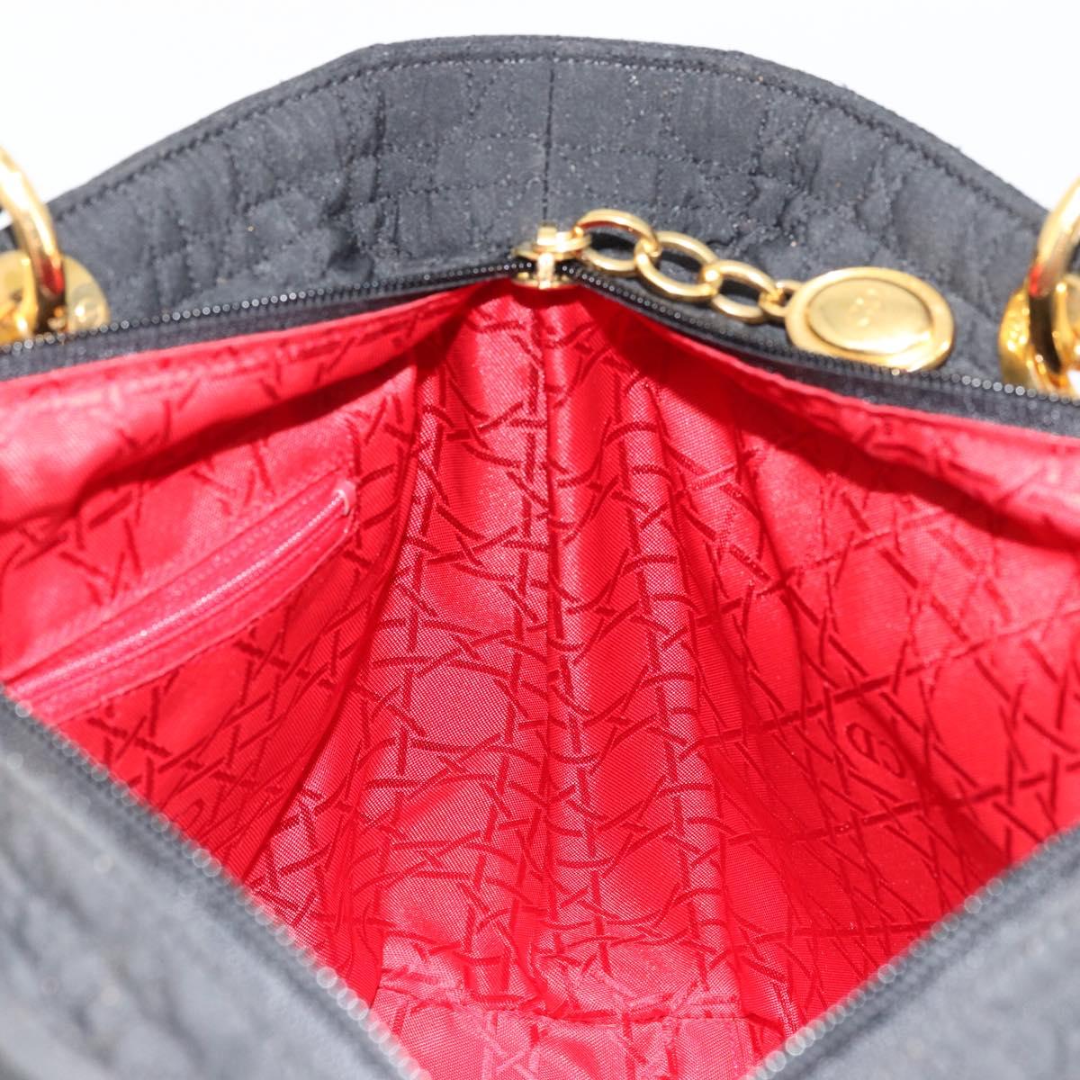 Christian Dior Canage Lady Dior Hand Bag Nylon Black Gold Auth ep14110