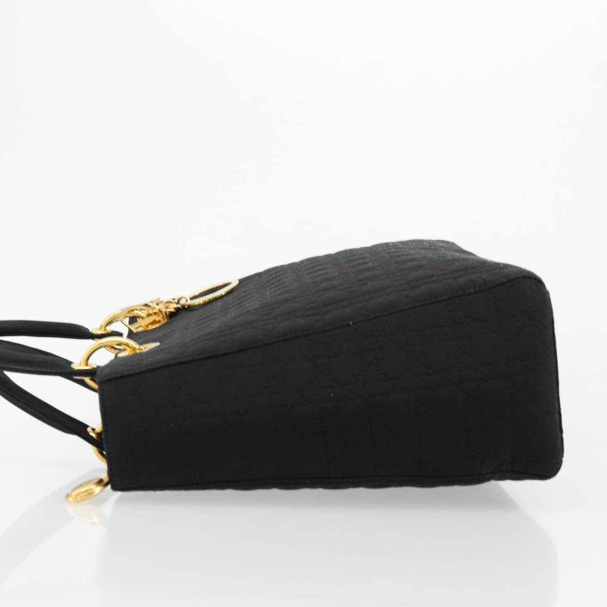 Christian Dior Canage Lady Dior Hand Bag Nylon Black Gold Auth ep14110