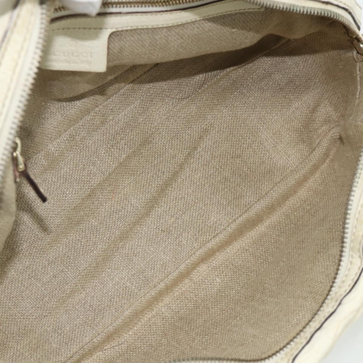 GUCCI Bamboo Boston Bag Leather White Gold 154376 Auth ep14116