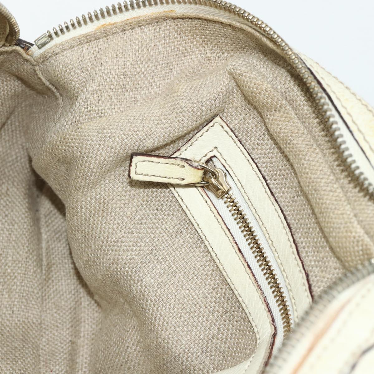 GUCCI Bamboo Boston Bag Leather White Gold 154376 Auth ep14116