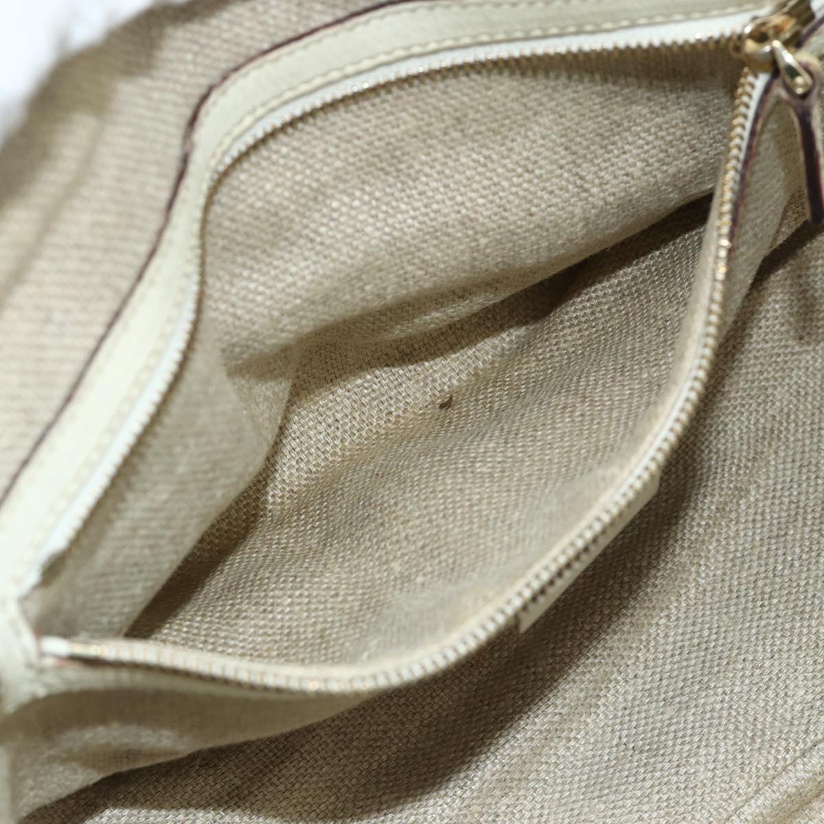 GUCCI Bamboo Boston Bag Leather White Gold 154376 Auth ep14116