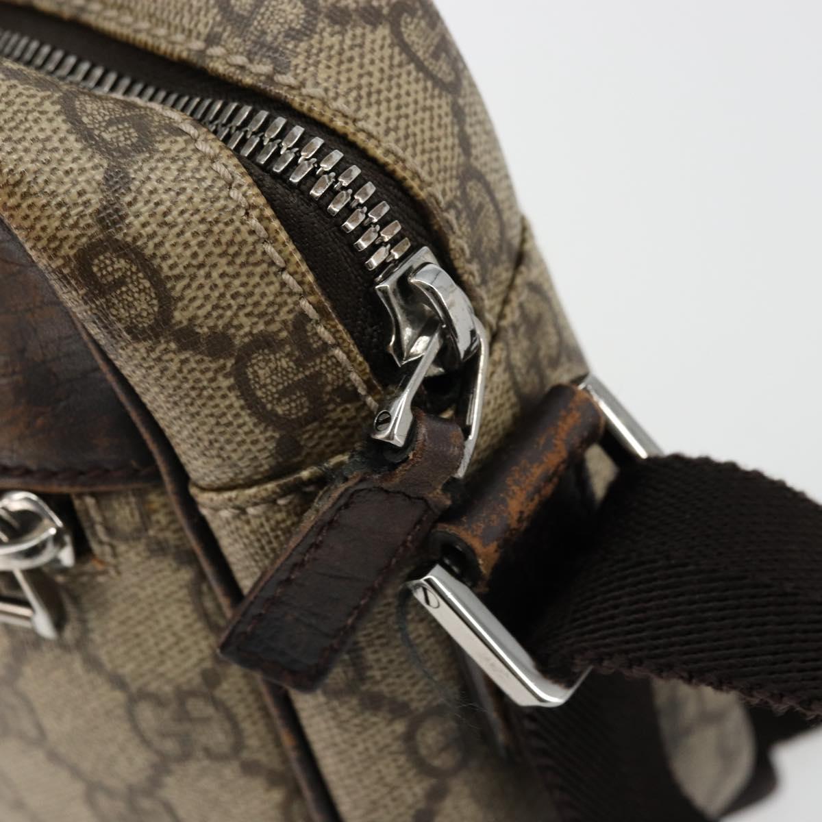 GUCCI GG Supreme Shoulder Bag PVC Beige Silver 114291 Auth ep14124