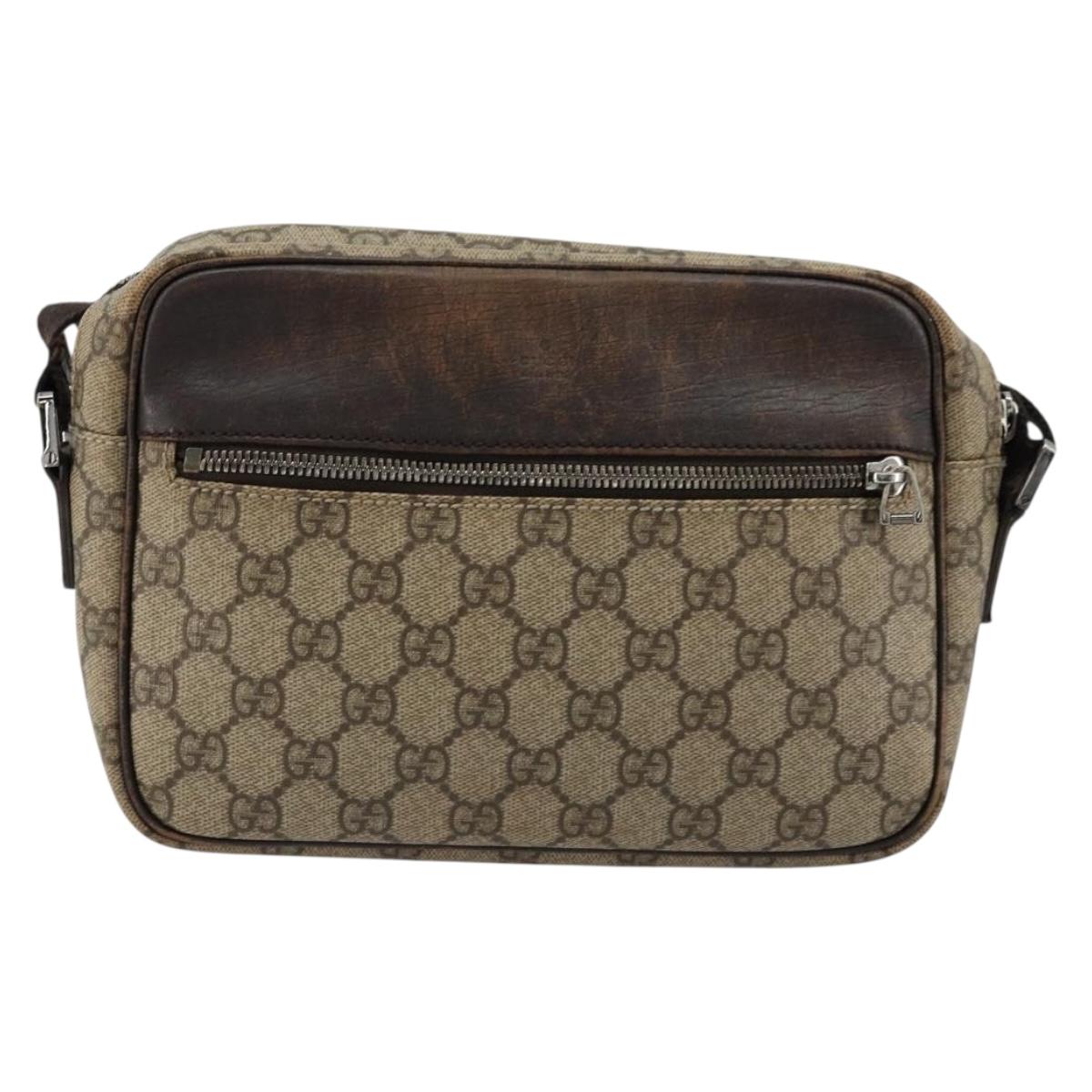 GUCCI GG Supreme Shoulder Bag PVC Beige Silver 114291 Auth ep14124