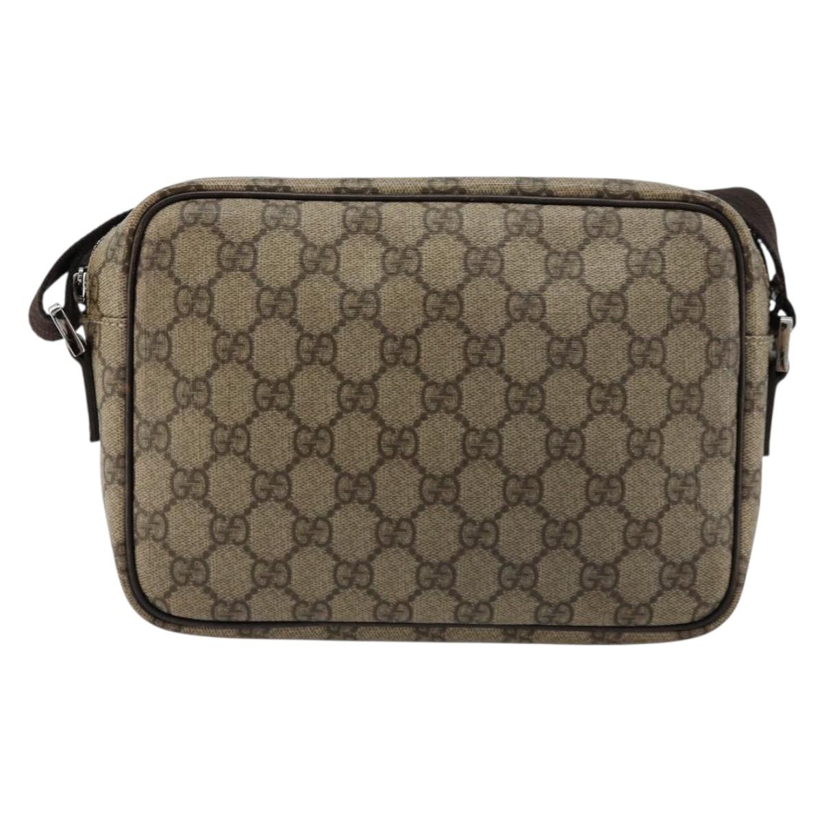 GUCCI GG Supreme Shoulder Bag PVC Beige Silver 114291 Auth ep14124