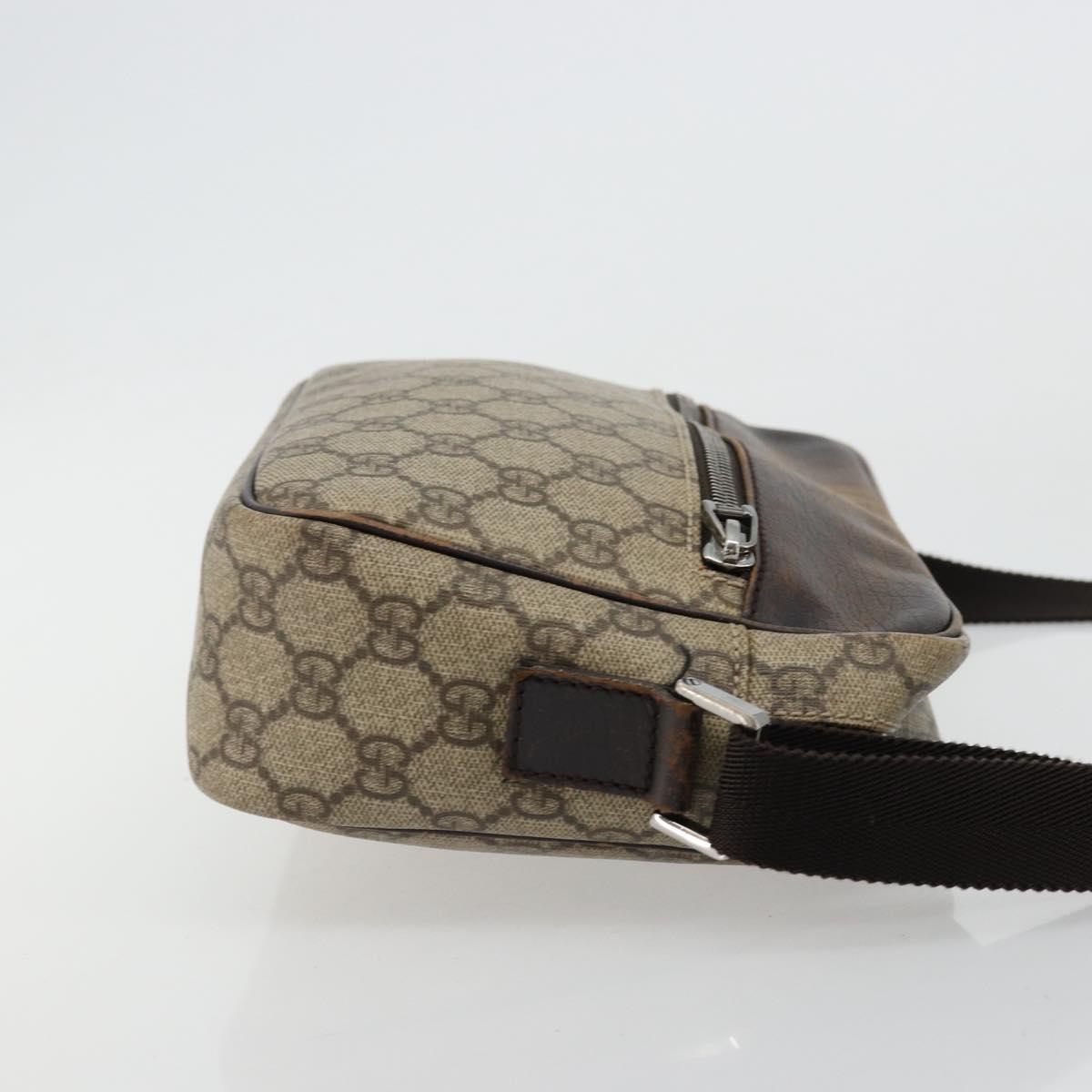 GUCCI GG Supreme Shoulder Bag PVC Beige Silver 114291 Auth ep14124