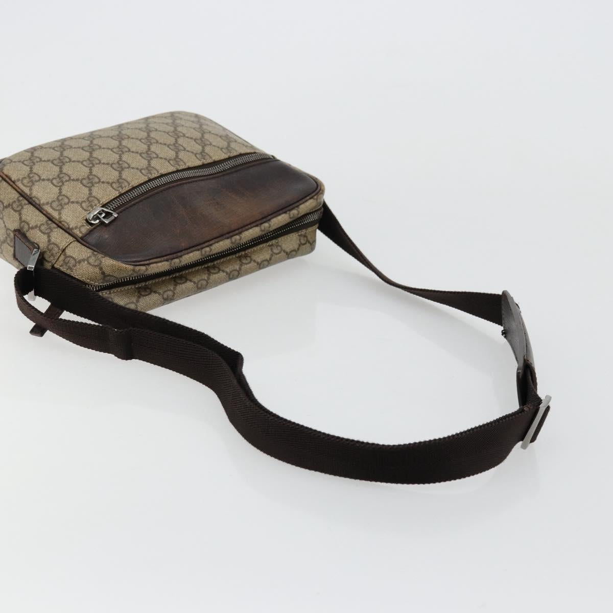 GUCCI GG Supreme Shoulder Bag PVC Beige Silver 114291 Auth ep14124