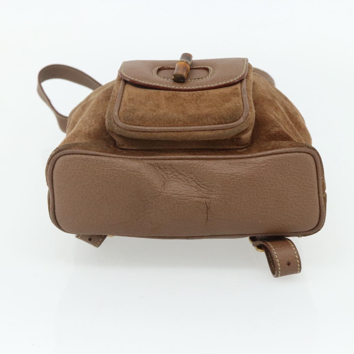 GUCCI Bamboo Backpack Suede Brown Gold 003 3444 0030 Auth ep14134