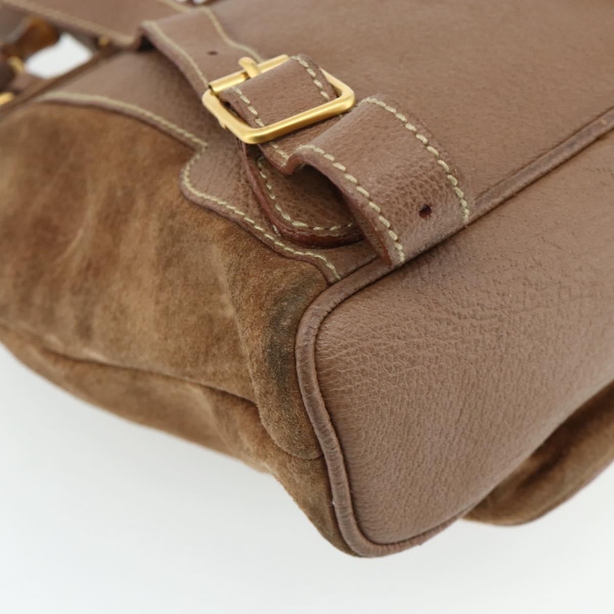 GUCCI Bamboo Backpack Suede Brown Gold 003 3444 0030 Auth ep14134