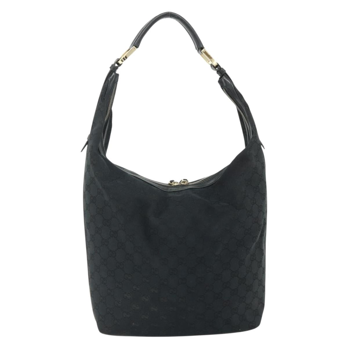 GUCCI GG Canvas Shoulder Bag Black Gold 001 4287 Auth ep14135