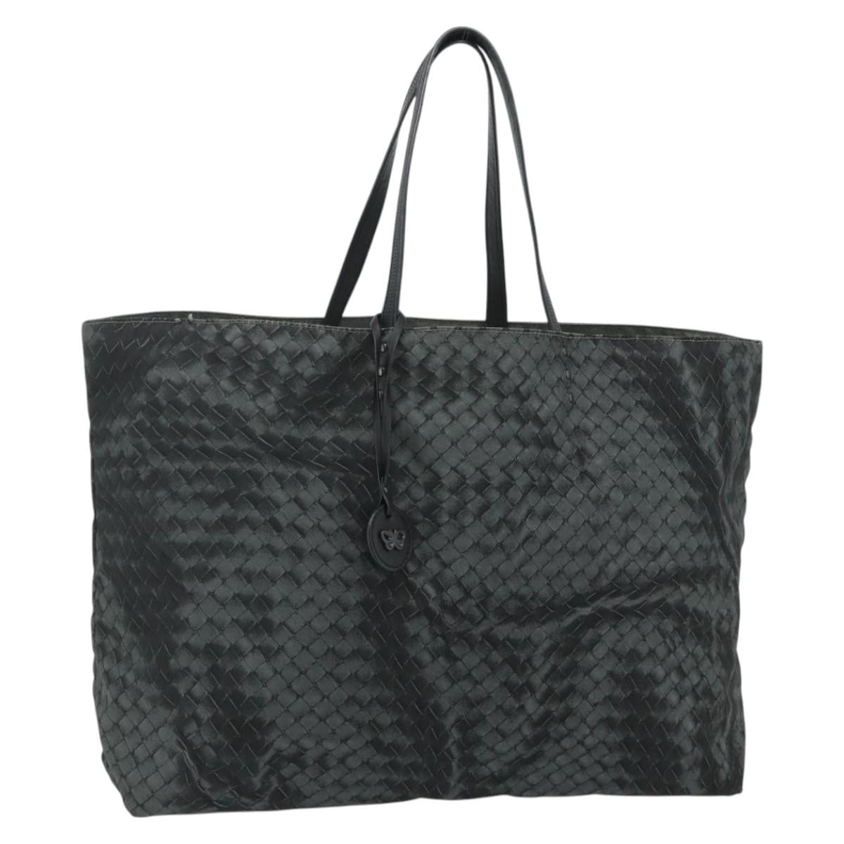 BOTTEGA VENETA INTRECCIATO Print Tote Bag Nylon Gray Auth ep14142A