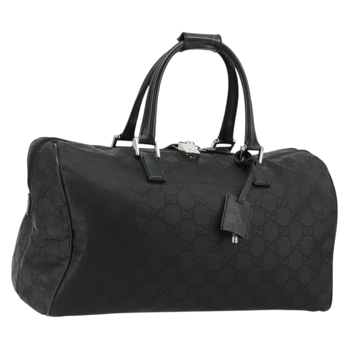 GUCCI GG Supreme Boston Bag PVC Black Silver Auth ep14143