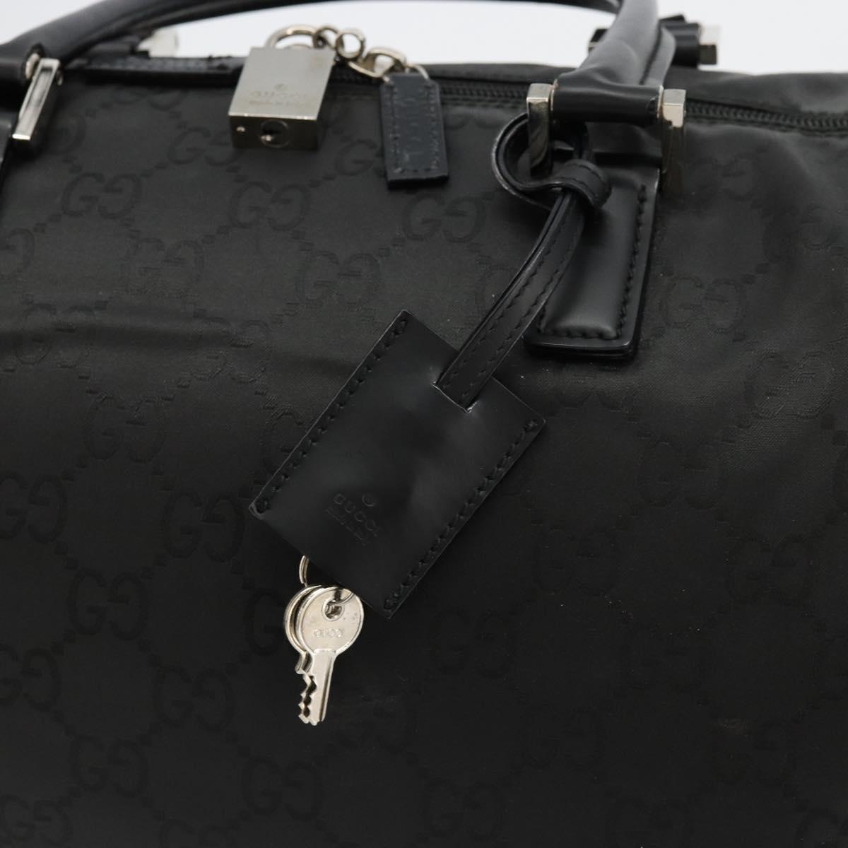GUCCI GG Supreme Boston Bag PVC Black Silver Auth ep14143