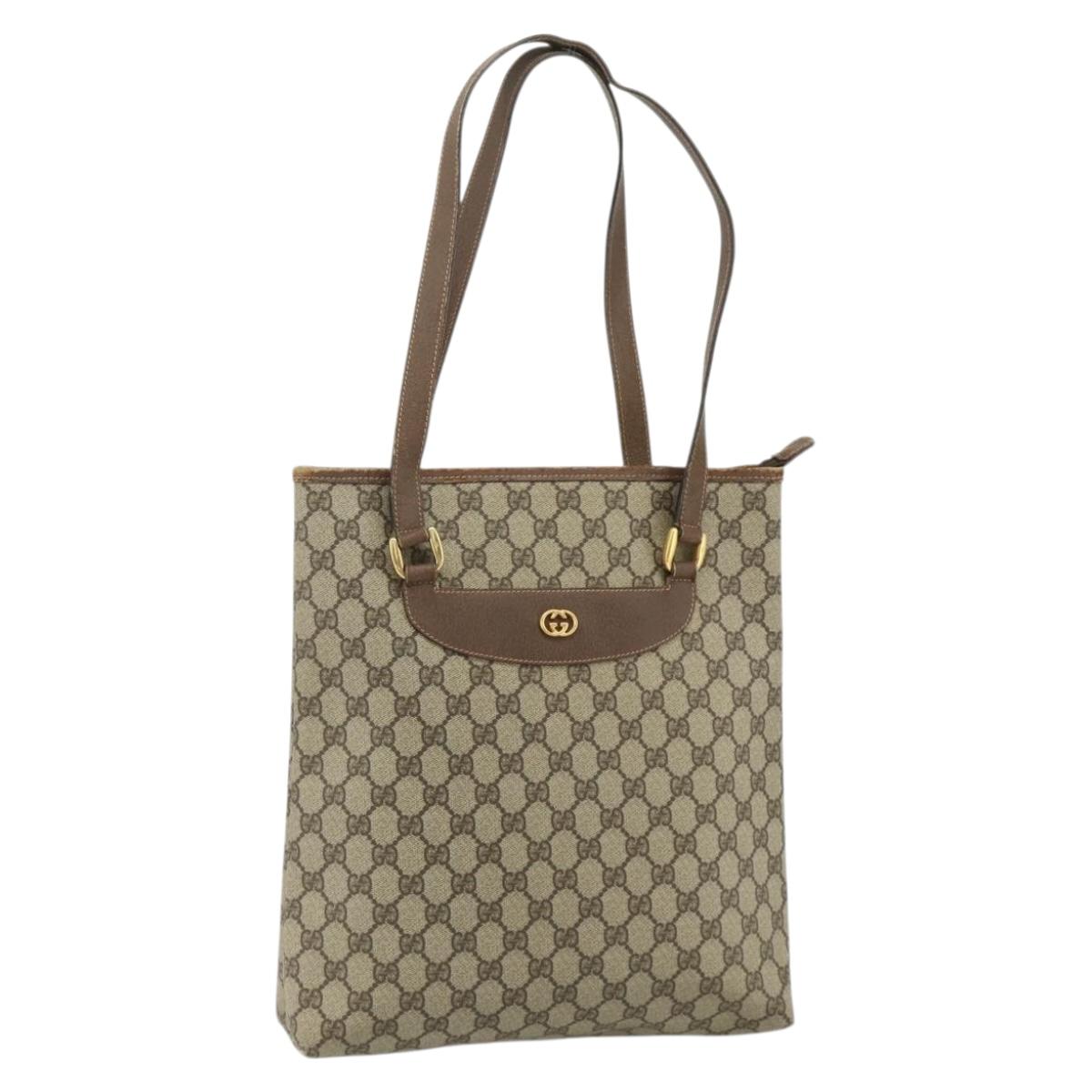 GUCCI GG Supreme Tote Bag PVC Beige Gold Auth ep14152
