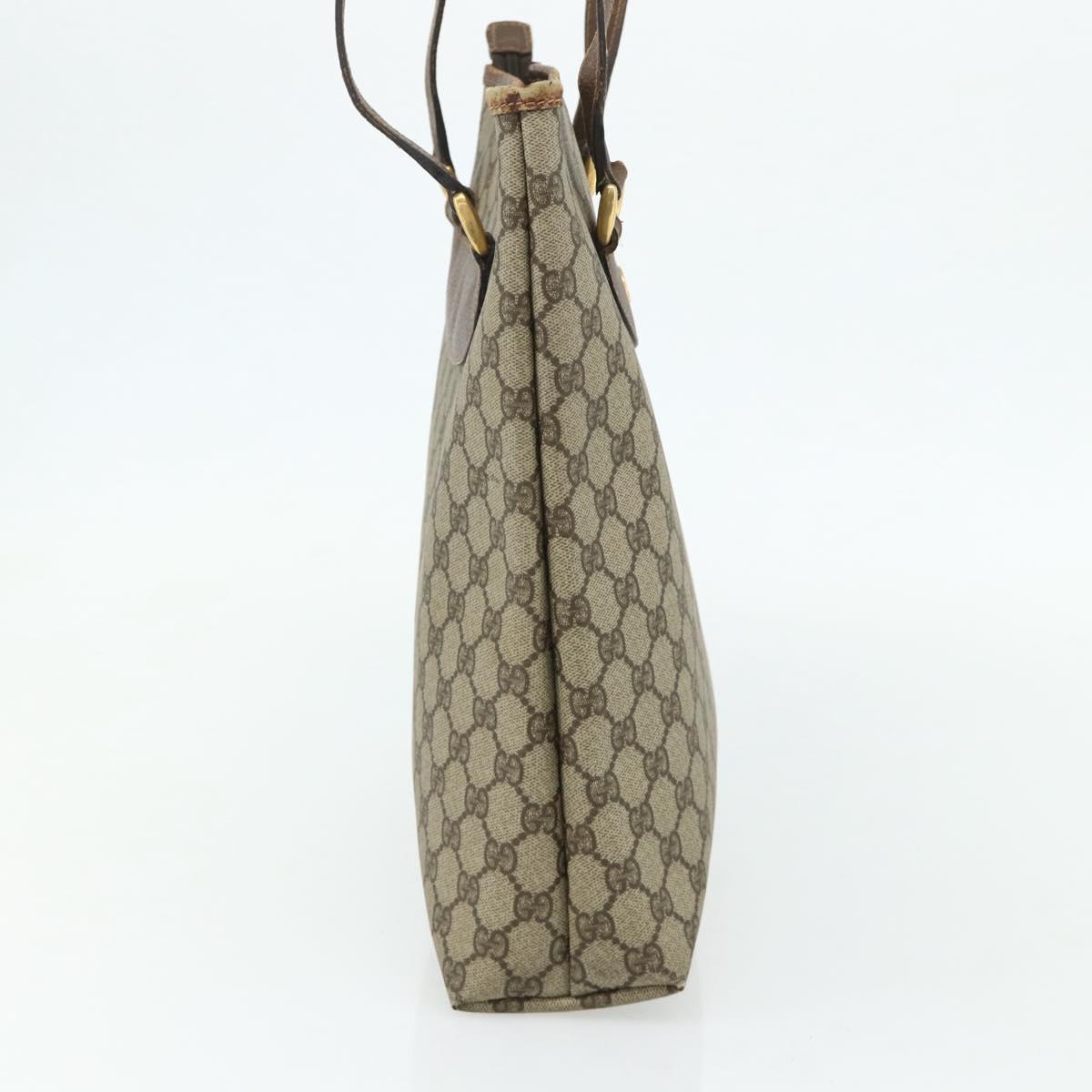 GUCCI GG Supreme Tote Bag PVC Beige Gold Auth ep14152