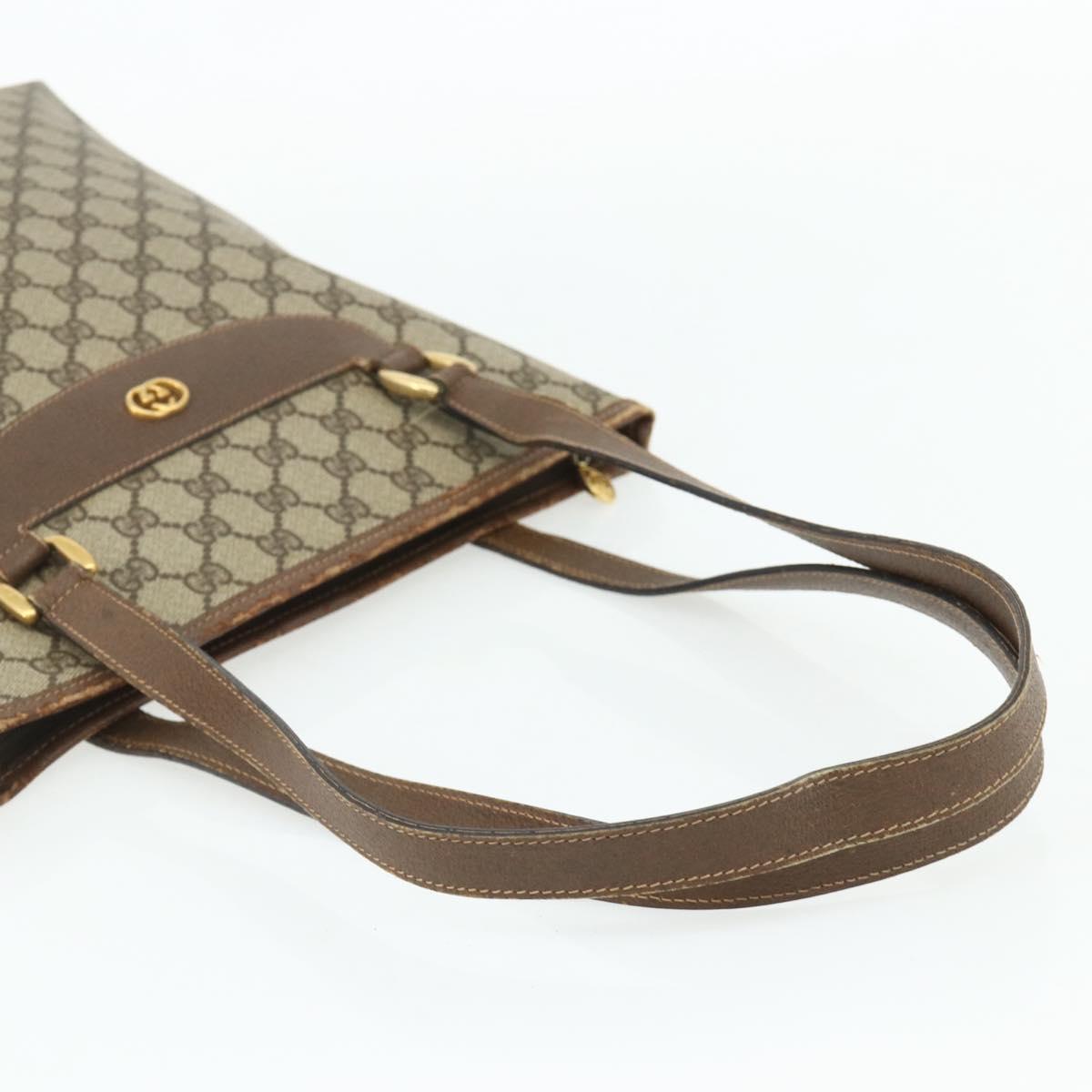 GUCCI GG Supreme Tote Bag PVC Beige Gold Auth ep14152