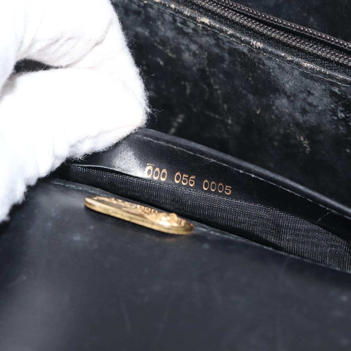 GUCCI Hand Bag Leather Black Gold Auth ep14155