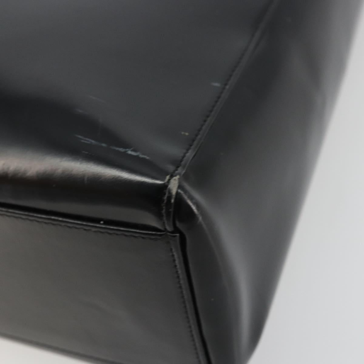 Christian Dior Tote Bag Patent leather Black Silver Auth ep14158