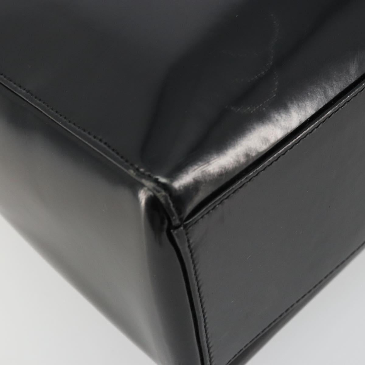Christian Dior Tote Bag Patent leather Black Silver Auth ep14158