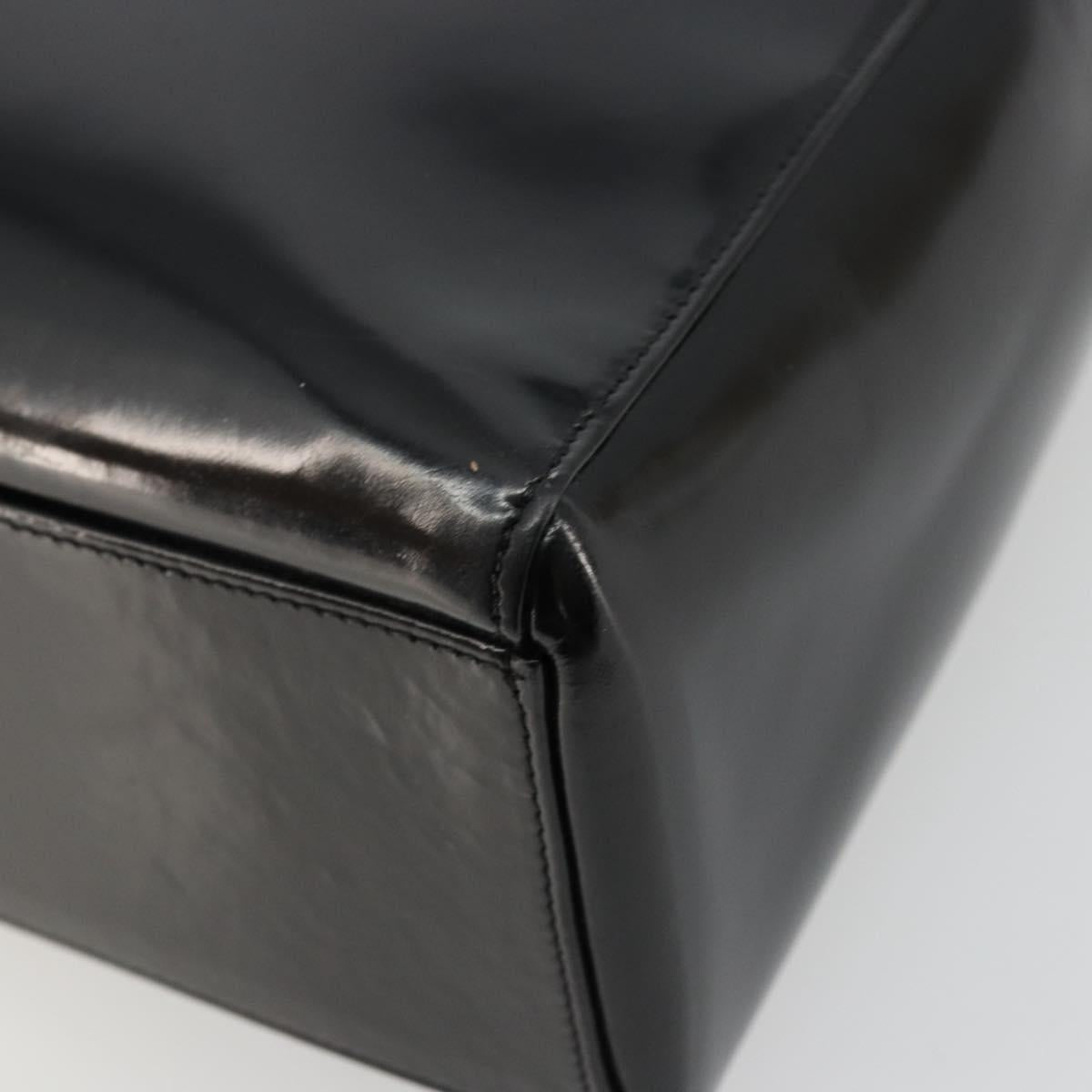 Christian Dior Tote Bag Patent leather Black Silver Auth ep14158