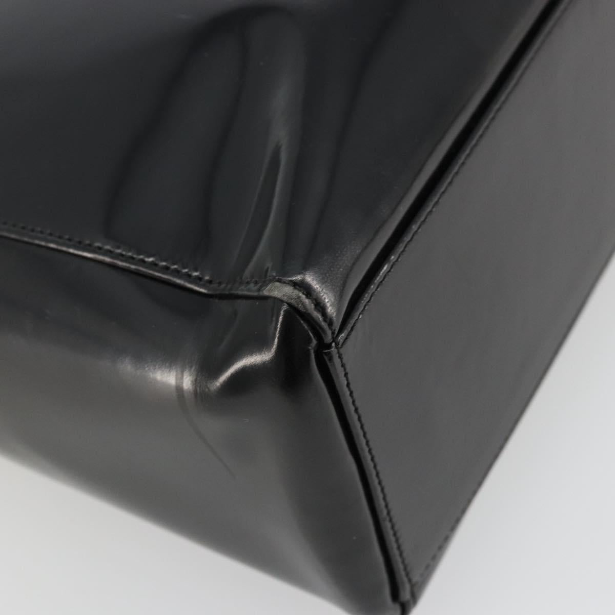Christian Dior Tote Bag Patent leather Black Silver Auth ep14158