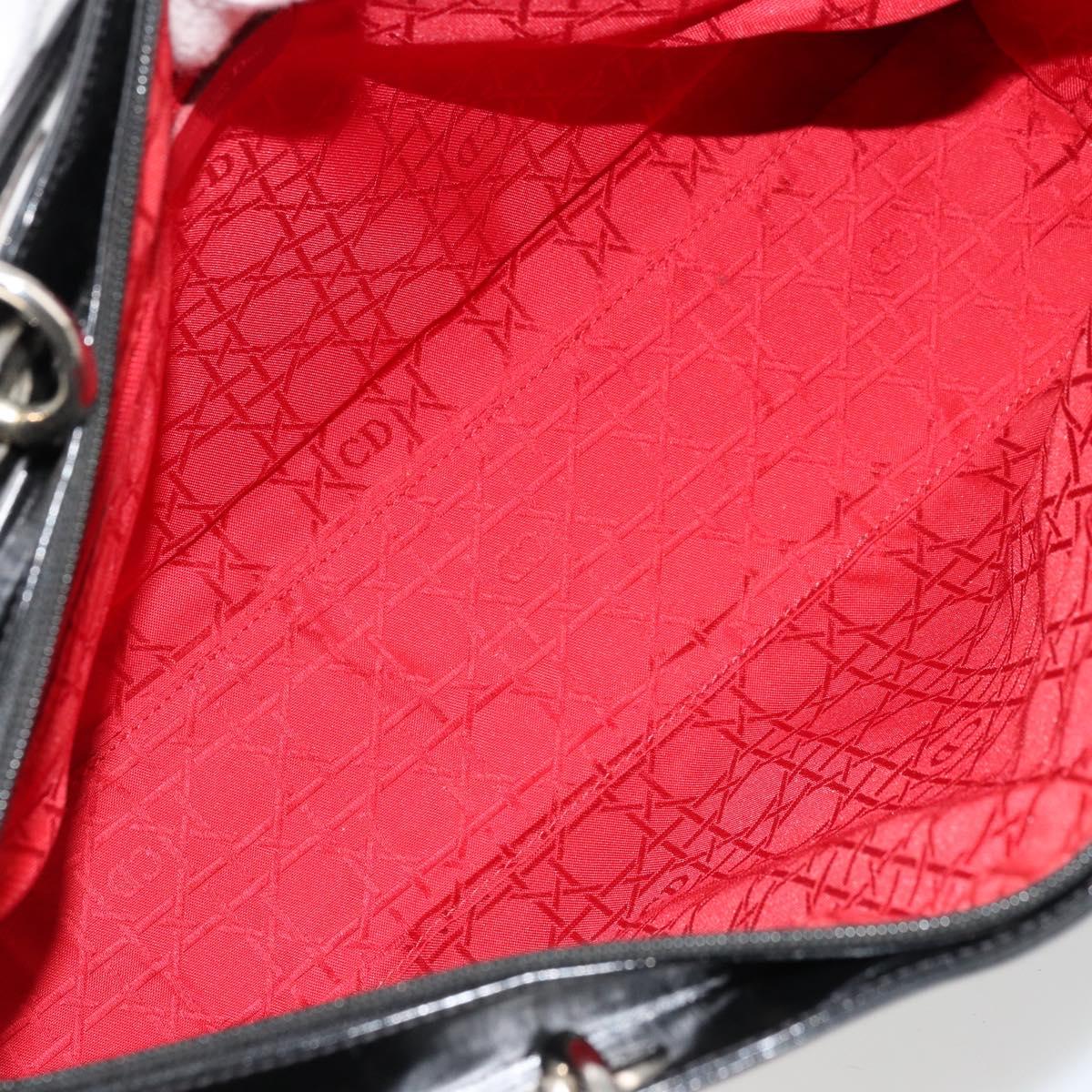 Christian Dior Tote Bag Patent leather Black Silver Auth ep14158