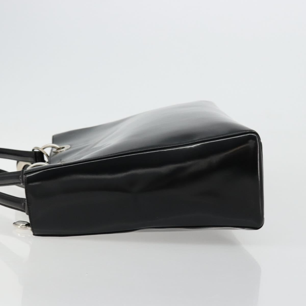 Christian Dior Tote Bag Patent leather Black Silver Auth ep14158