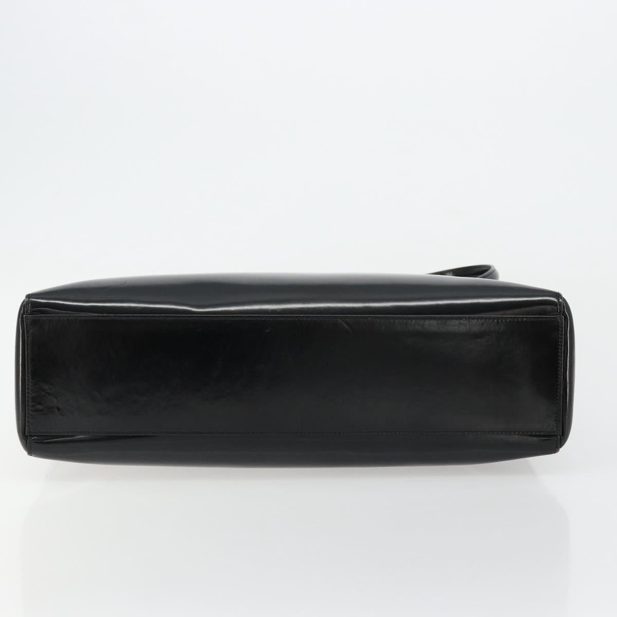 Christian Dior Tote Bag Patent leather Black Silver Auth ep14158